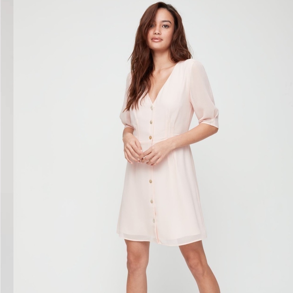 Aritzia Wilfred Button-Front Dress in Rose Quartz Sz 2